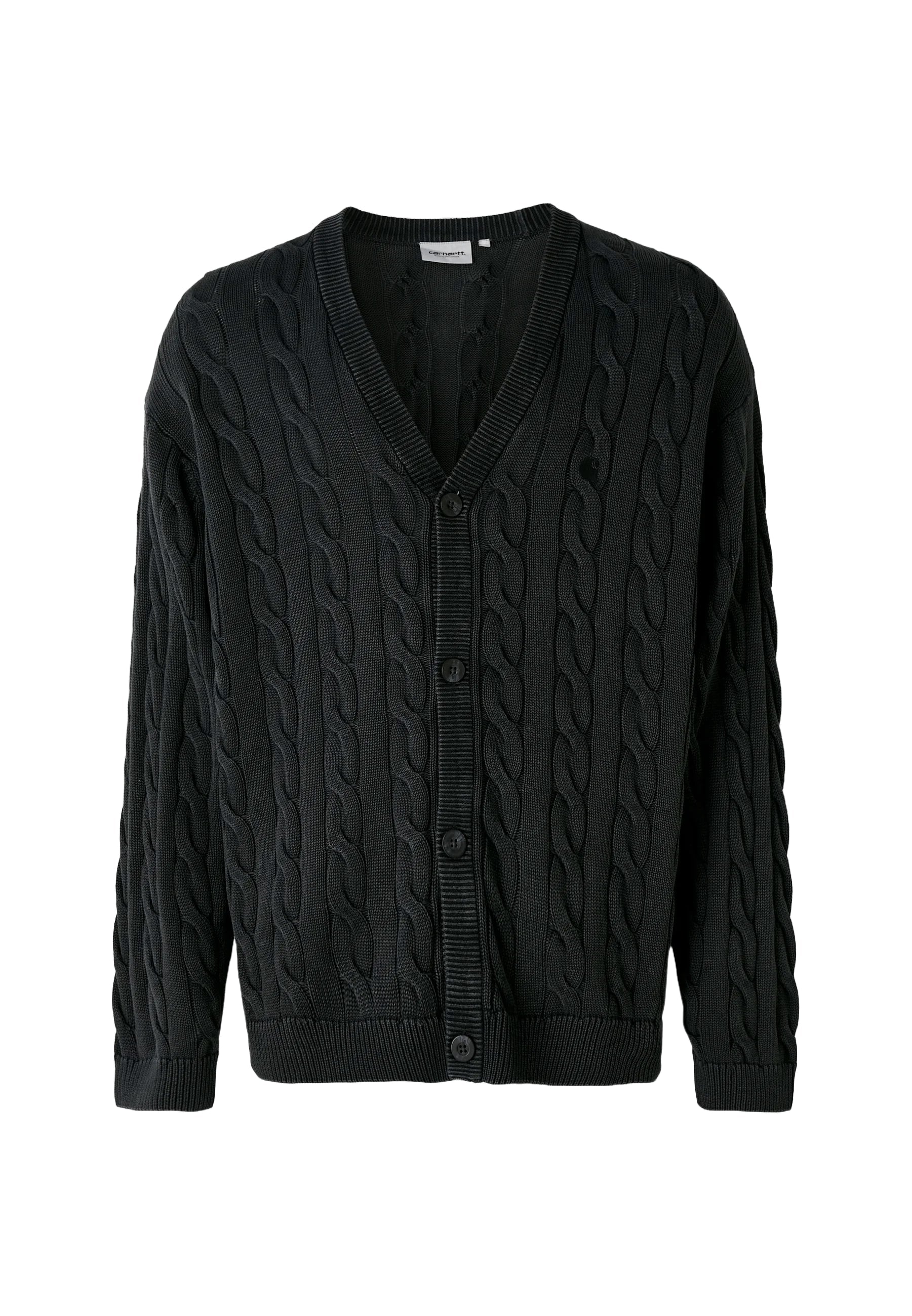 Carhartt Wip – Carter – Schwarze Strickjacke mit Zopfmuster für Herren XS SCHWARZ