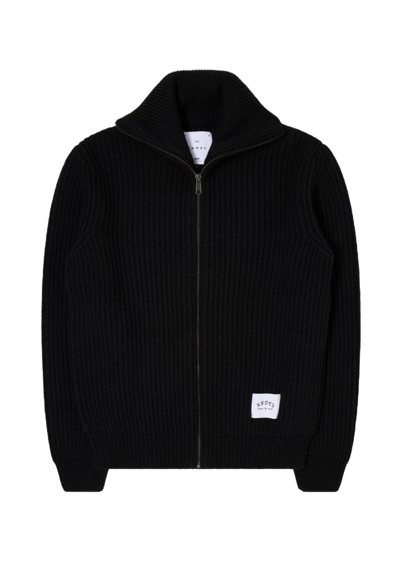 Edwin Gary Herren Strickjacke mit Reißverschluss, Schwarz
