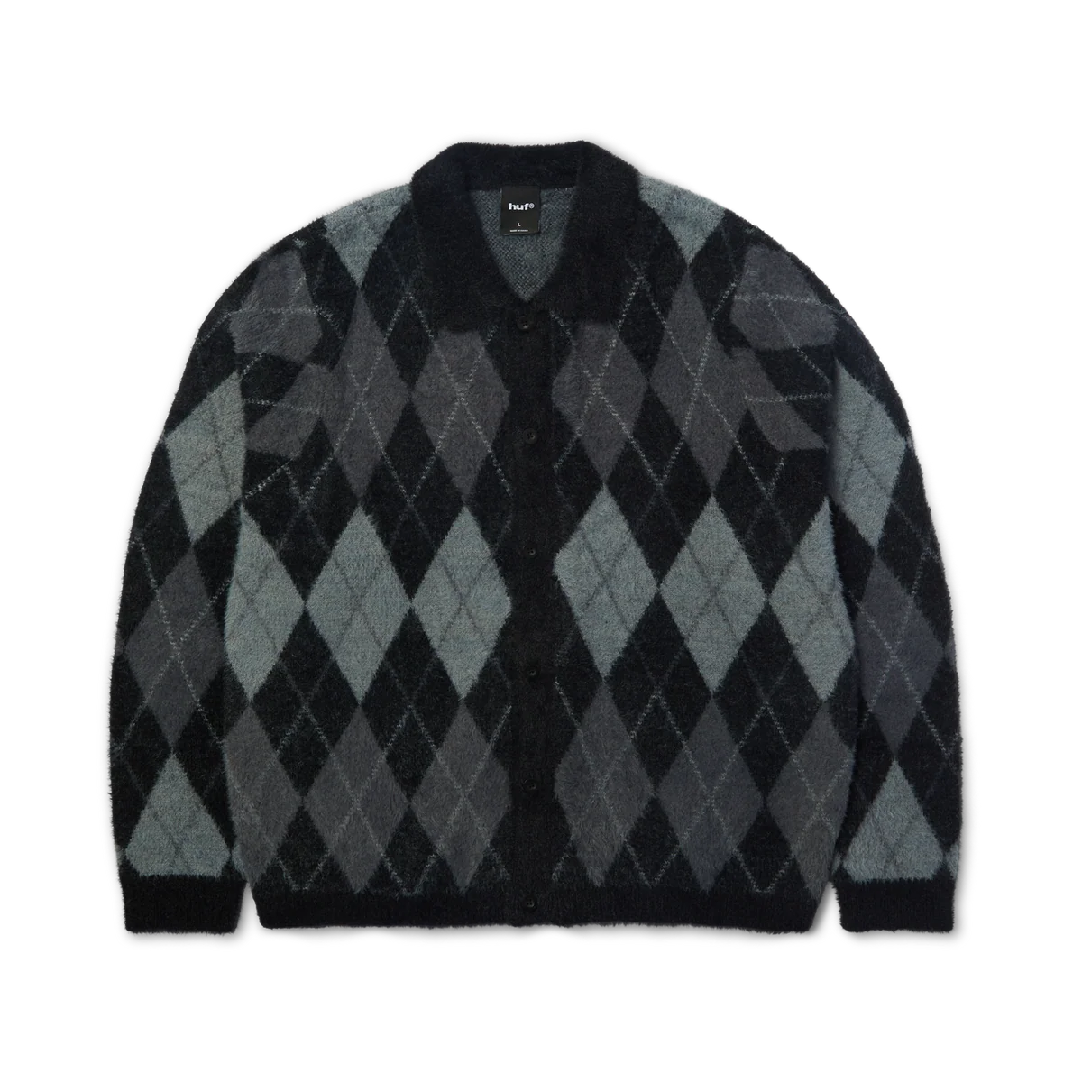 Huf Cardigan con bottoni da uomo Cooper Mohair nero