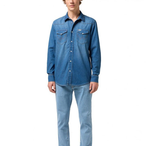 Wrangler Camicia jeans da Uomo Western Blu