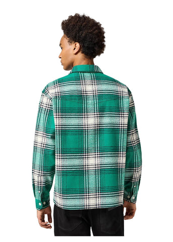 Wrangler Camicia a quadri da uomo Non Frayed Plaid Verde