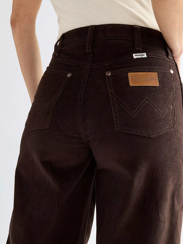 Wrangler Pantalone da donna in velluto a coste Canyon Loose marrone