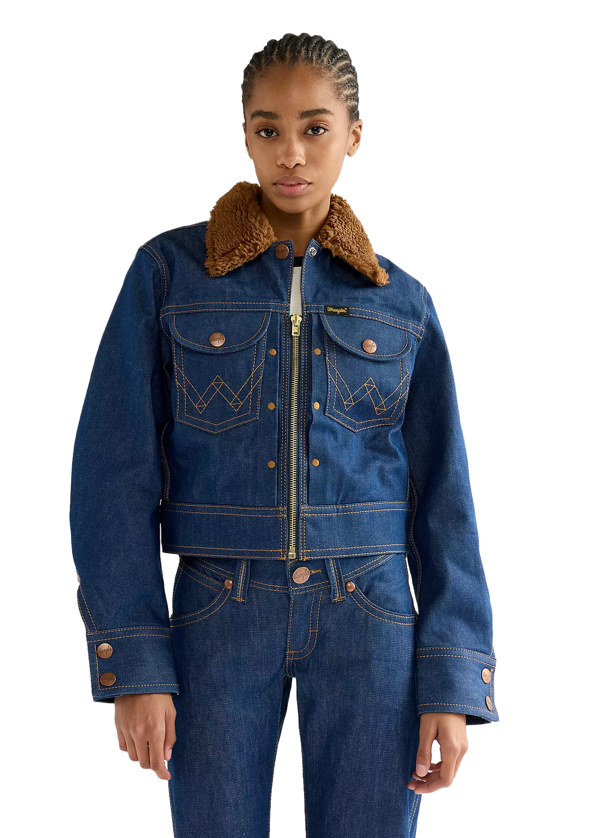 Wrangler Giacca di jeans da donna con colletto sherpa Regular