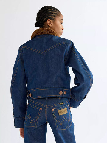 Wrangler Giacca di jeans da donna con colletto sherpa Regular