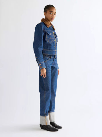 Wrangler Giacca di jeans da donna con colletto sherpa Regular