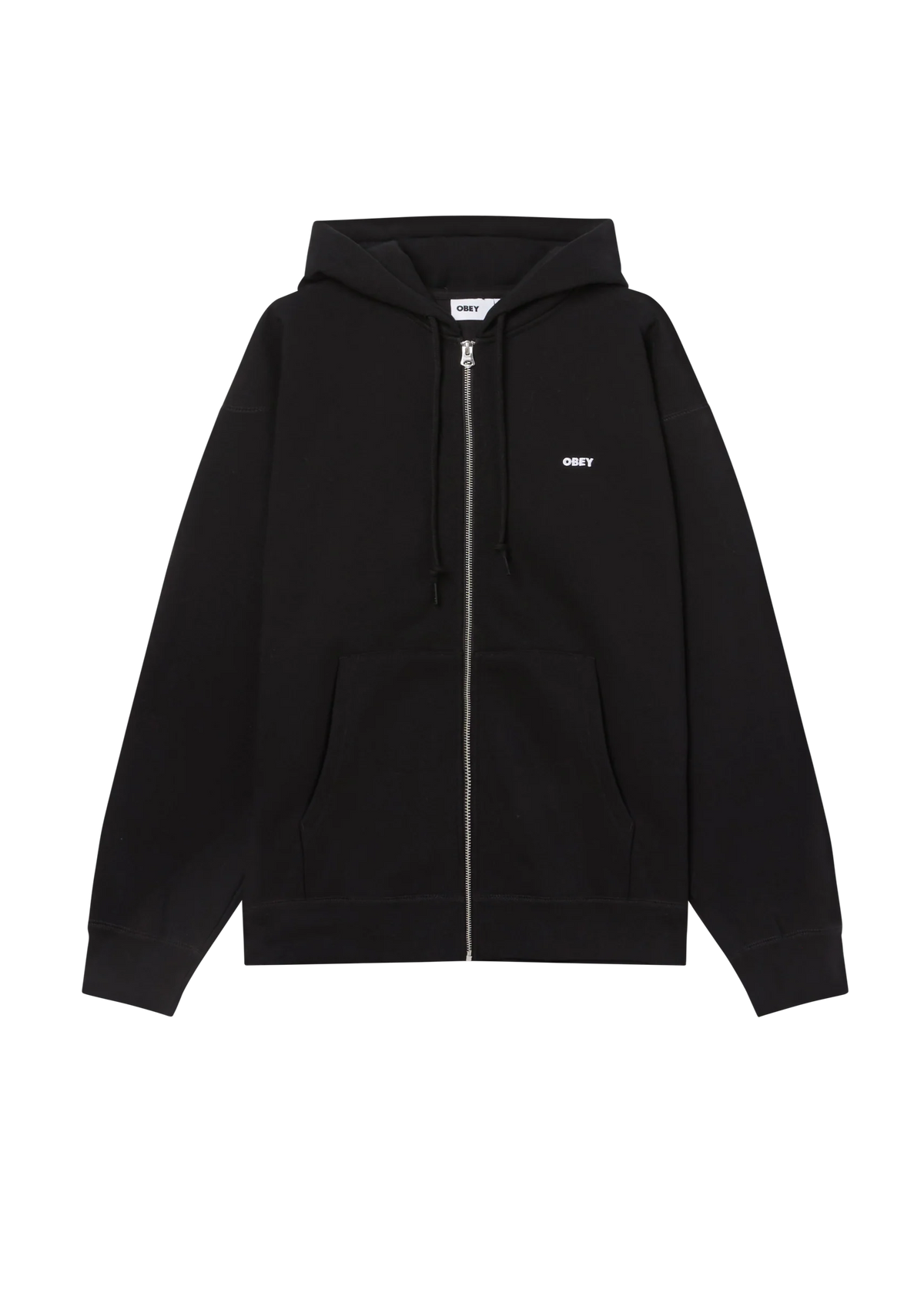 Obey Felpa da uomo con zip e cappuccio Est. Works Bold nera