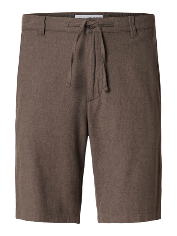 Selected Pantaloncino in misto lino da uomo Brody marrone