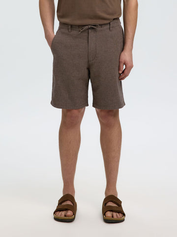 Selected Pantaloncino in misto lino da uomo Brody marrone