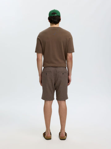 Selected Pantaloncino in misto lino da uomo Brody marrone