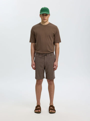 Selected Pantaloncino in misto lino da uomo Brody marrone