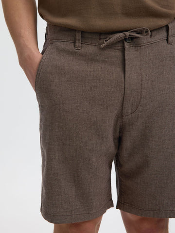 Selected Pantaloncino in misto lino da uomo Brody marrone