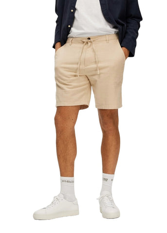 Selected Linen blend shorts for men Brody Beige