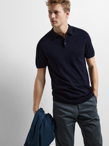 Selected Berg Blue short-sleeved polo shirt for men