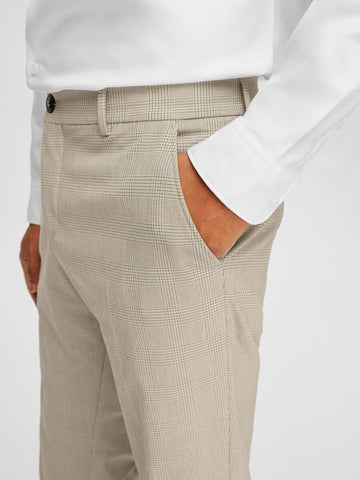 Selected Classic checked trousers for men Liam Beige