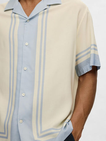 Selected Men's Short Sleeve Relax Bandana Beige Shirt