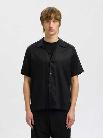 Selected Camicia da uomo manica corta Regnoa nera