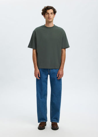 Selected T-Shirt da uomo manica corta Oscar verde foresta