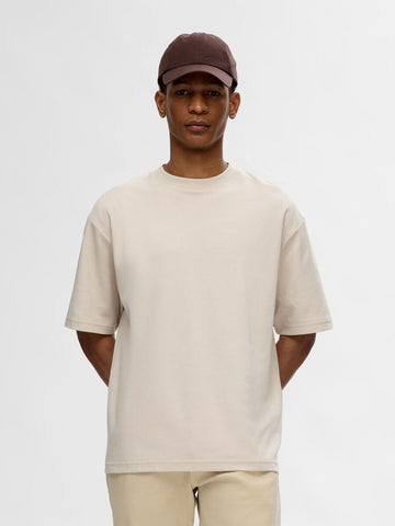 Selected T-Shirt da uomo manica corta  Loose Oscar Beige