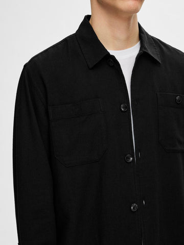 Selected Brody Linen Blend Men's Shirt Black