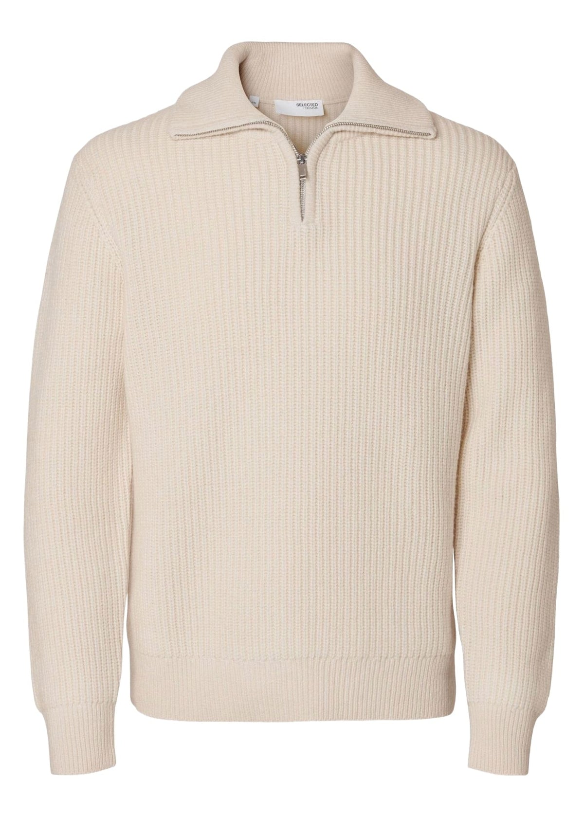 Selected Maglione mezza zip da uomo Land panna