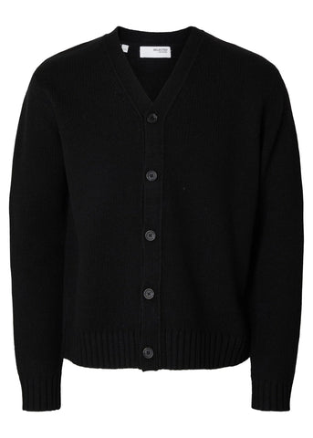 Selected Maglia in lana da uomo Cardigan nero