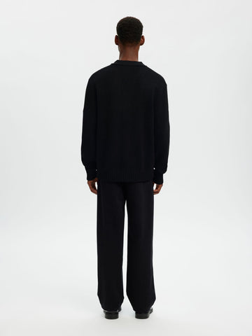 Selected Maglia in lana da uomo Cardigan nero