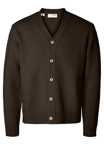 Selected Maglia in lana da uomo Cardigan marrone
