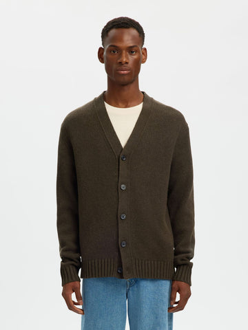 Selected Maglia in lana da uomo Cardigan marrone