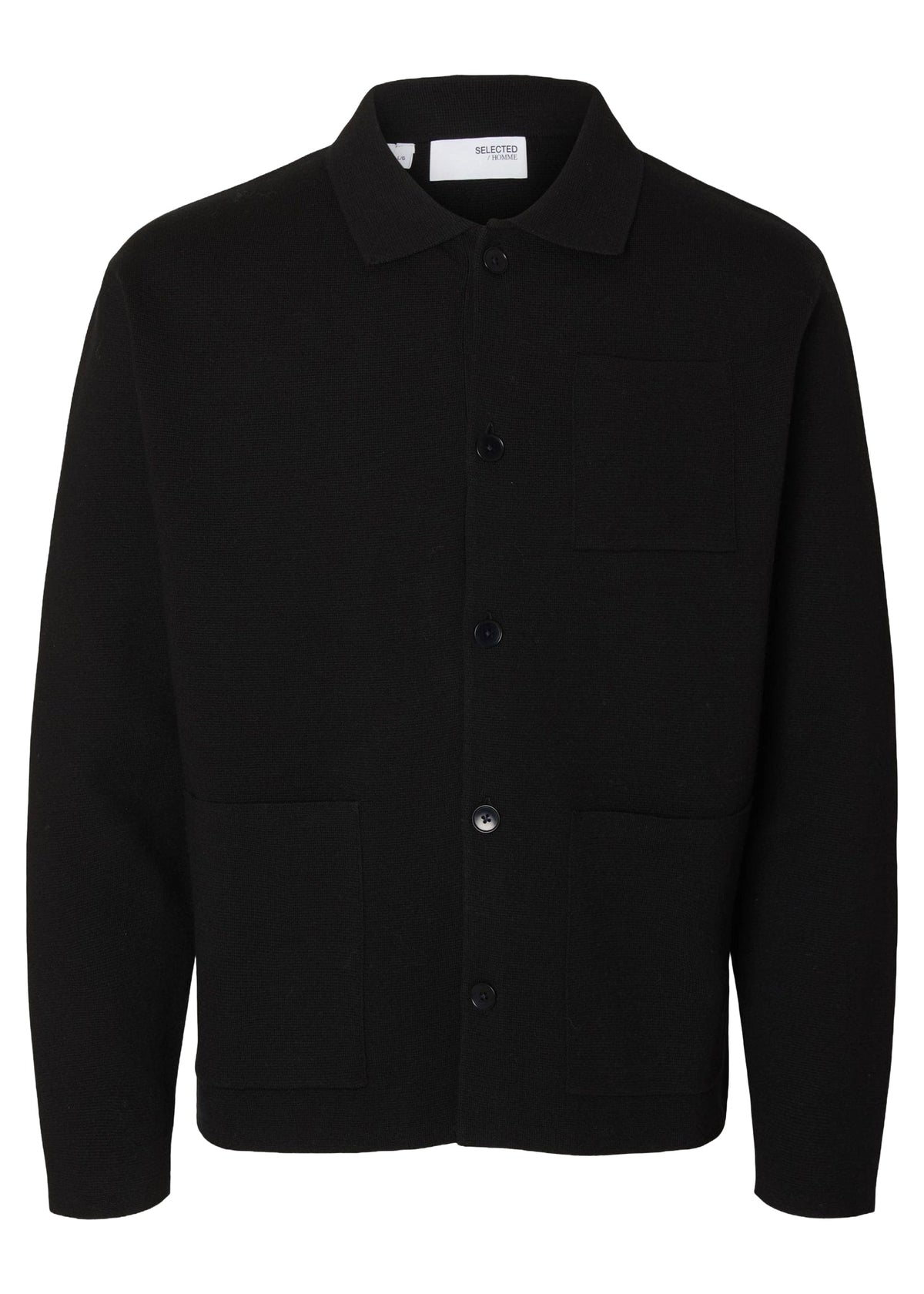 Selected Maglia con bottoni da uomo Mike nera