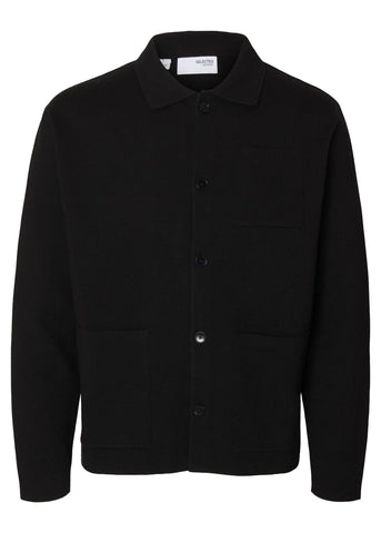 Selected Maglia con bottoni da uomo Mike nera