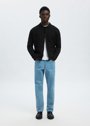 Selected Maglia con bottoni da uomo Mike nera