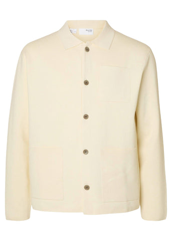 Selected Maglia con bottoni da uomo Mike panna