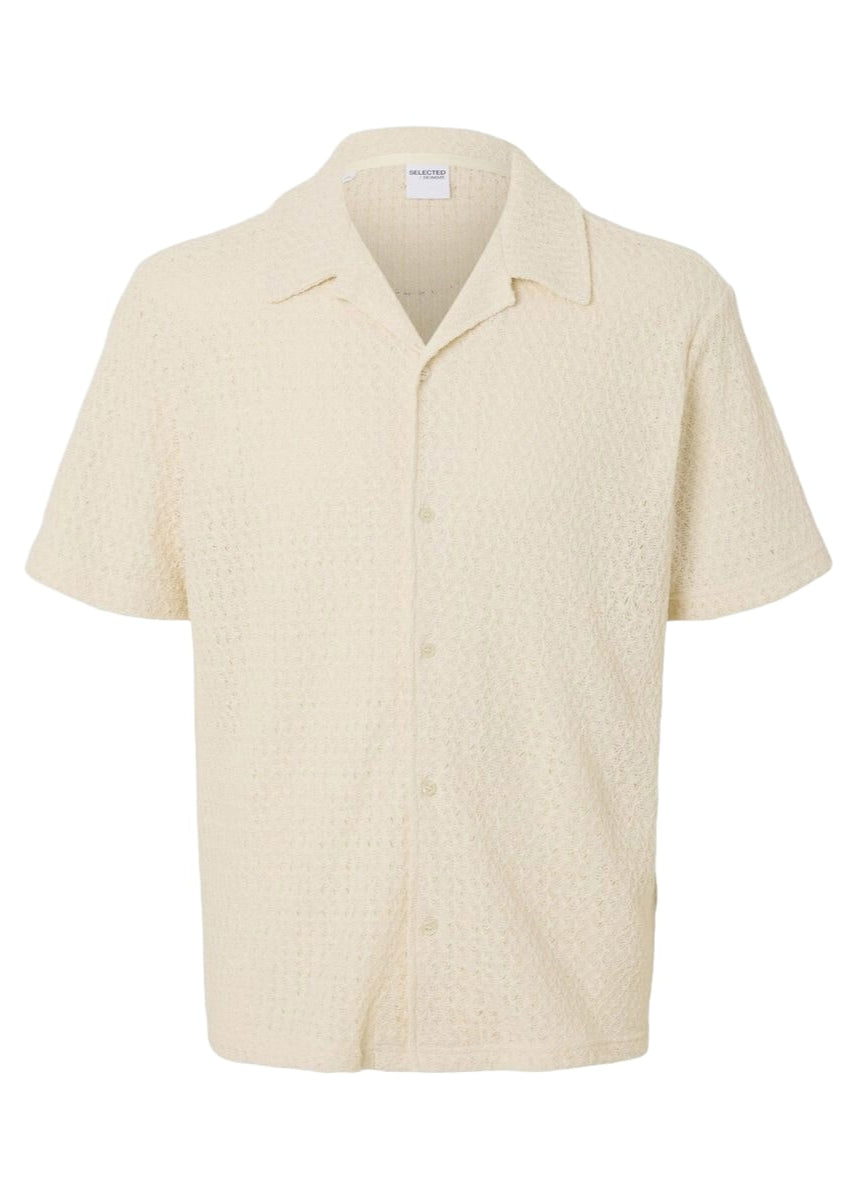 Selected Relax Beige Men's Button Down Cotton Sweater
