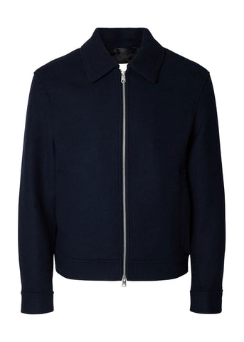 Selected Giacca corta in panno da uomo blu