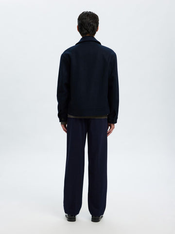 Selected Giacca corta in panno da uomo blu