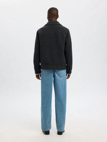 Selected Giacca di panno con zip da uomo Jakob grigia