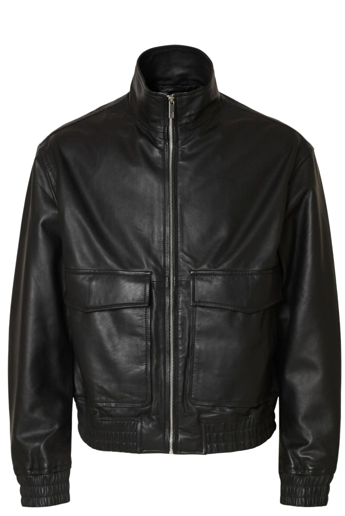 Selected Giacca Bomber in vera pelle da uomo Josef nera