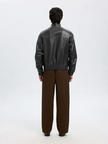 Selected Giacca Bomber in vera pelle da uomo Josef nera