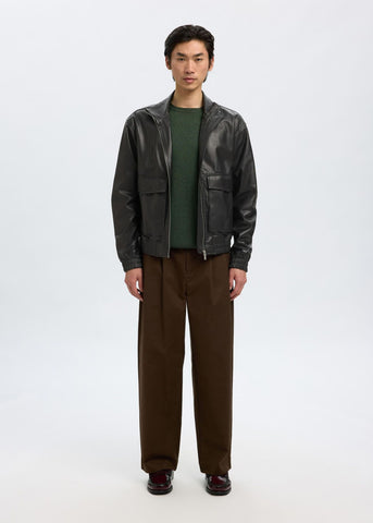 Selected Giacca Bomber in vera pelle da uomo Josef nera