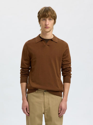 Selected Maglia a polo in lana merino da uomo Tray