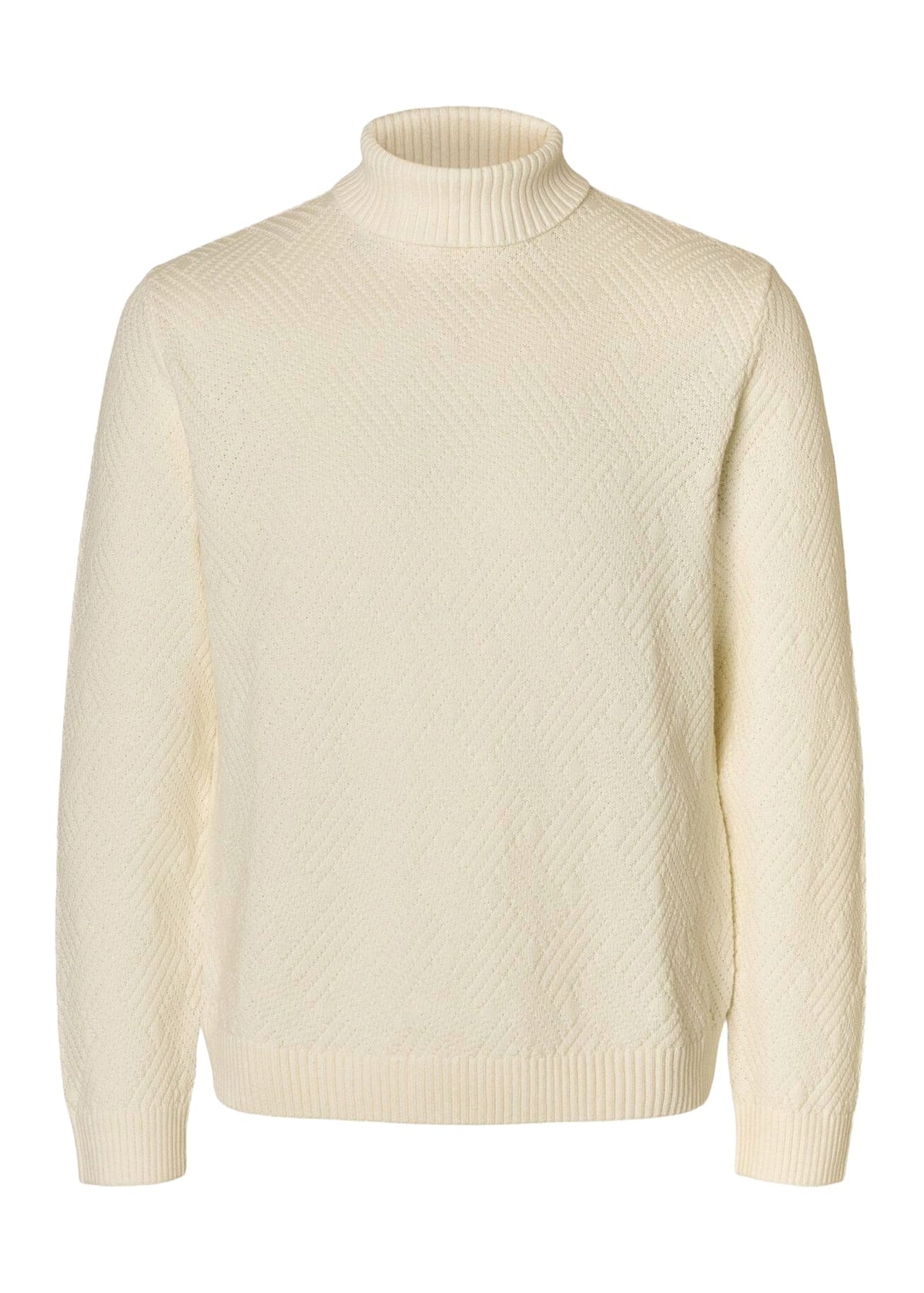 Selected Maglia collo alto da uomo Trevor panna