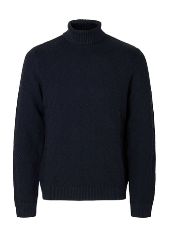 Selected Maglia collo alto da uomo Trevor blu