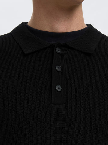 Selected Maglia a polo da uomo Dane Structure nera