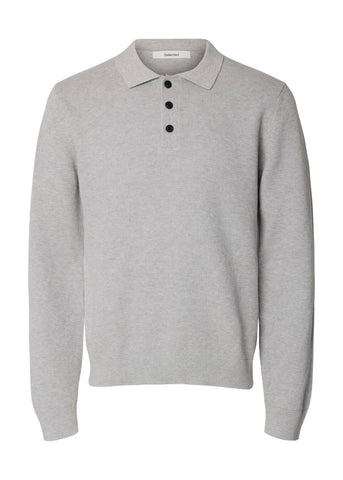 Selected Maglia a polo da uomo Dane grigio chiara