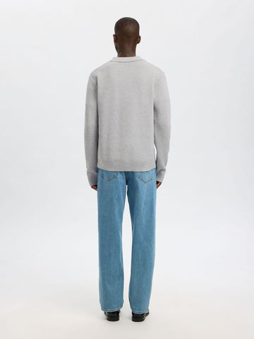 Selected Maglia a polo da uomo Dane grigio chiara