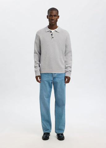 Selected Maglia a polo da uomo Dane grigio chiara