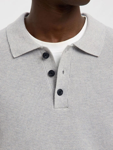 Selected Maglia a polo da uomo Dane grigio chiara