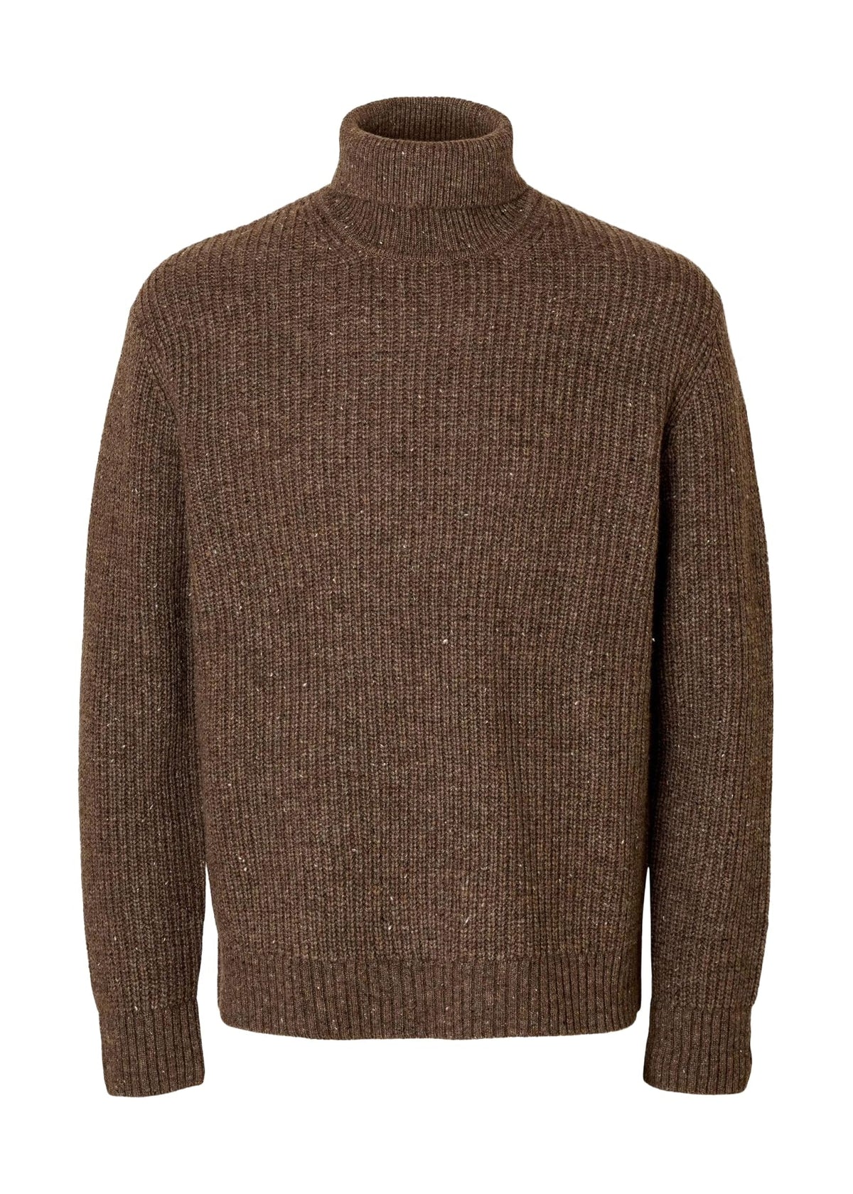 Selected Maglia collo alto da uomo Land marrone