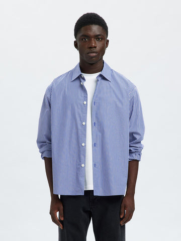 Selected Camicia a righe da uomo Henri blu