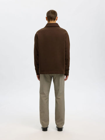 Selected Men's Relax Ron Half-Zip Sweatshirt in Brown